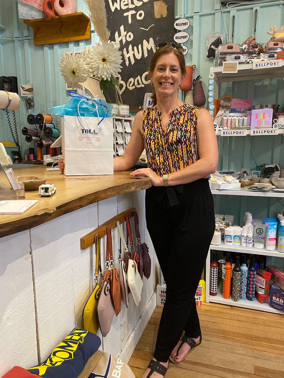 April Steckle ventured into Bellport in pursuit of a baby gift with a “Bellport feel” to it.